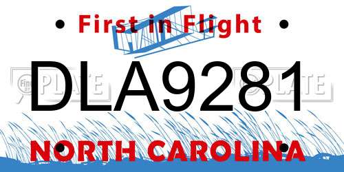 DLA9281 North Carolina License Plate
