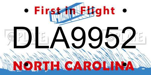 DLA9952 North Carolina License Plate