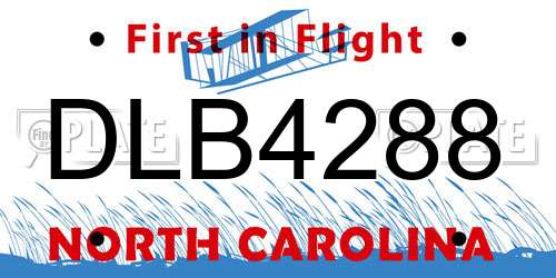 DLB4288 North Carolina License Plate