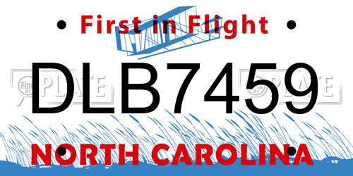 DLB7459 North Carolina License Plate