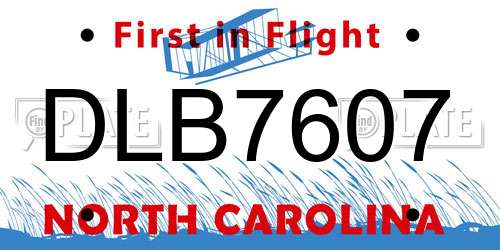 DLB7607 North Carolina License Plate