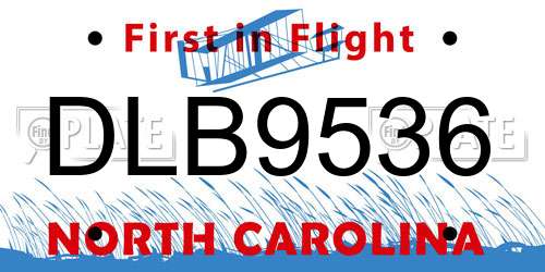 DLB9536 North Carolina License Plate