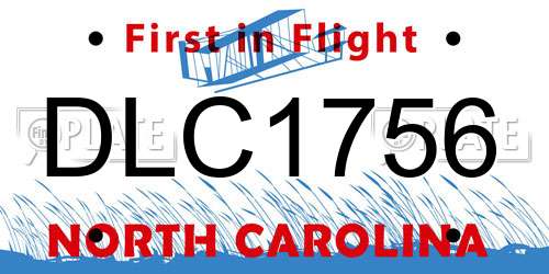 DLC1756 North Carolina License Plate