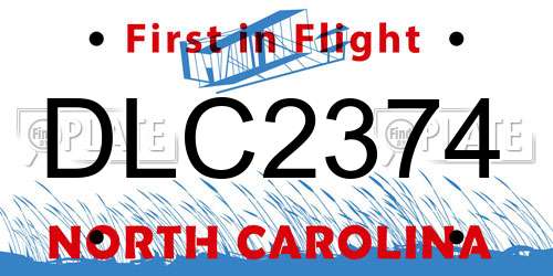 DLC2374 North Carolina License Plate