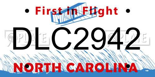 DLC2942 North Carolina License Plate