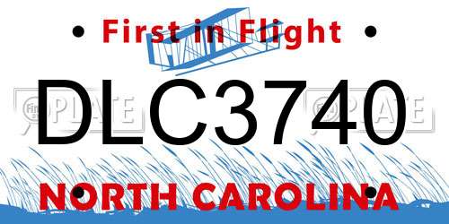 DLC3740 North Carolina License Plate