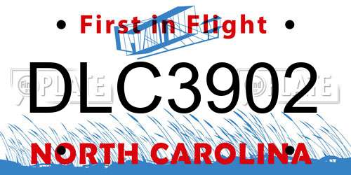 DLC3902 North Carolina License Plate