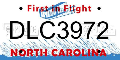 DLC3972 North Carolina License Plate