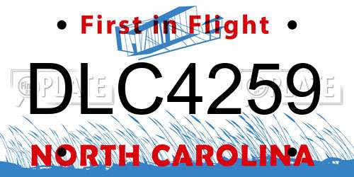 DLC4259 North Carolina License Plate