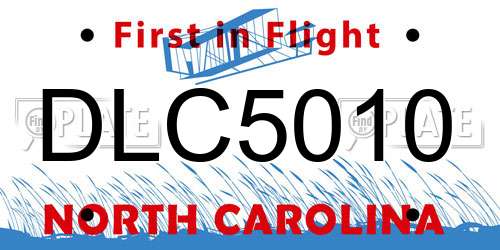 DLC5010 North Carolina License Plate