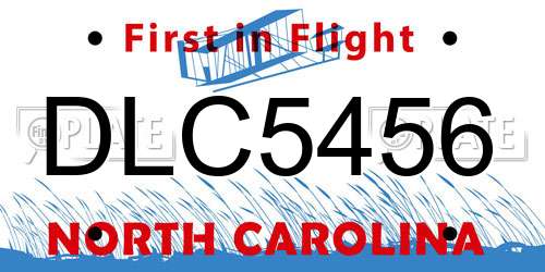 DLC5456 North Carolina License Plate