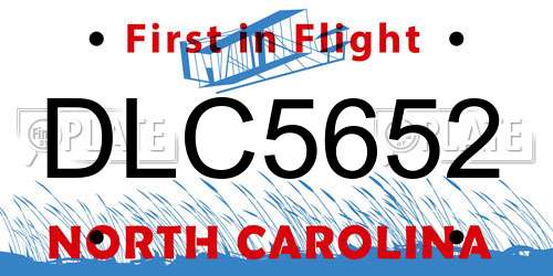 DLC5652 North Carolina License Plate