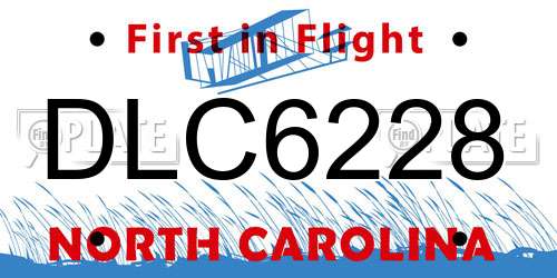 DLC6228 North Carolina License Plate