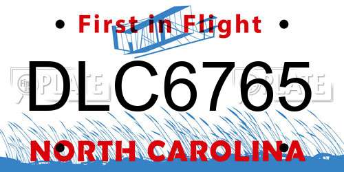 DLC6765 North Carolina License Plate