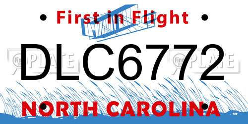 DLC6772 North Carolina License Plate