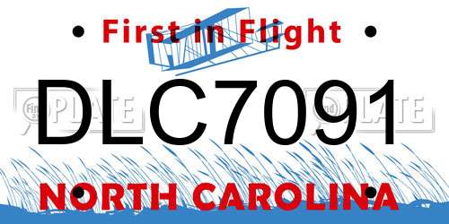 DLC7091 North Carolina License Plate