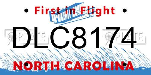 DLC8174 North Carolina License Plate