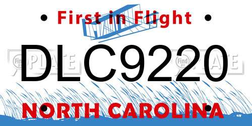 DLC9220 North Carolina License Plate