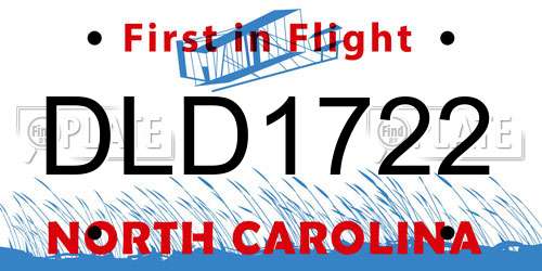 DLD1722 North Carolina License Plate