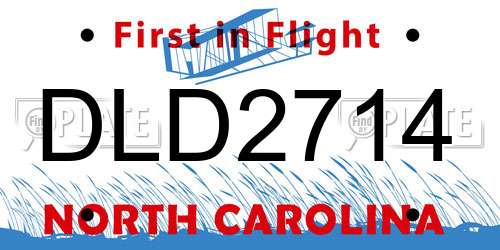 DLD2714 North Carolina License Plate