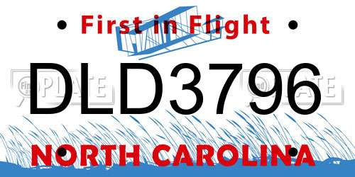 DLD3796 North Carolina License Plate