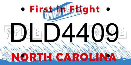 DLD4409 North Carolina License Plate
