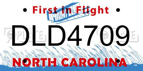 DLD4709 North Carolina License Plate