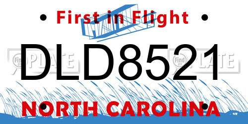 DLD8521 North Carolina License Plate