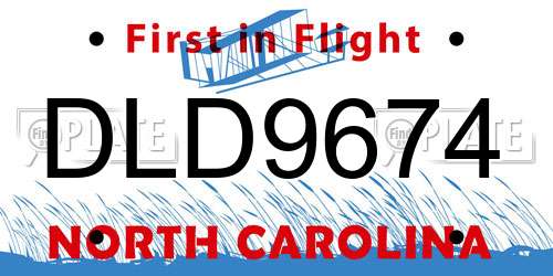 DLD9674 North Carolina License Plate