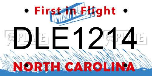 DLE1214 North Carolina License Plate