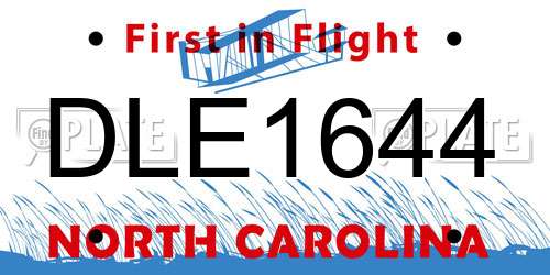 DLE1644 North Carolina License Plate