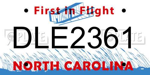 DLE2361 North Carolina License Plate