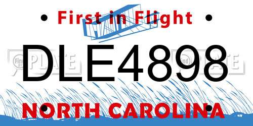DLE4898 North Carolina License Plate