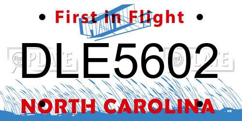 DLE5602 North Carolina License Plate