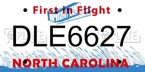 DLE6627 North Carolina License Plate