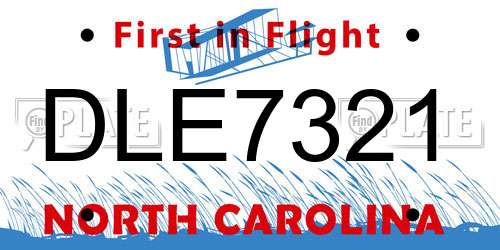 DLE7321 North Carolina License Plate