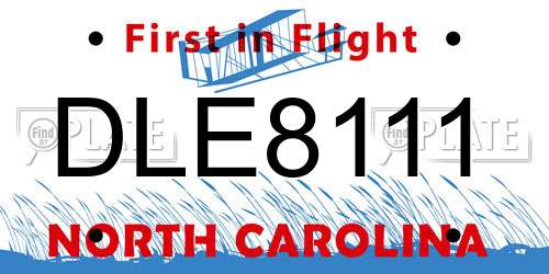 DLE8111 North Carolina License Plate