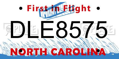 DLE8575 North Carolina License Plate