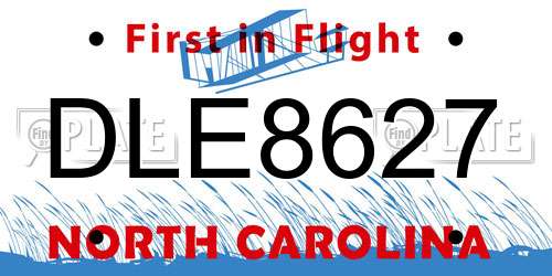 DLE8627 North Carolina License Plate