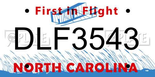 DLF3543 North Carolina License Plate