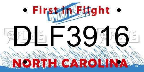 DLF3916 North Carolina License Plate