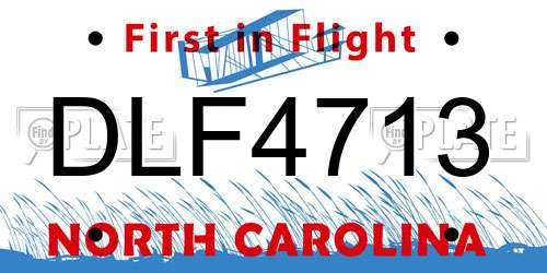 DLF4713 North Carolina License Plate