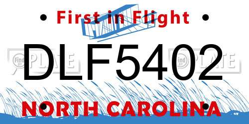 DLF5402 North Carolina License Plate