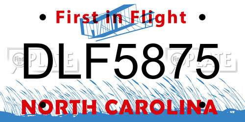 DLF5875 North Carolina License Plate