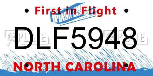 DLF5948 North Carolina License Plate