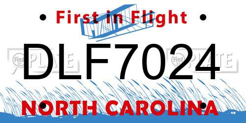 DLF7024 North Carolina License Plate