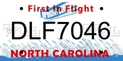 DLF7046 North Carolina License Plate