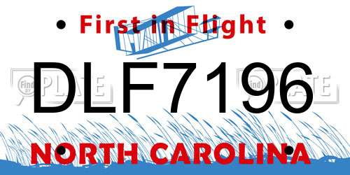 DLF7196 North Carolina License Plate