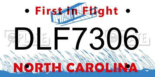 DLF7306 North Carolina License Plate