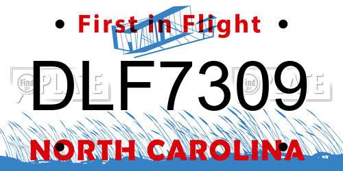 DLF7309 North Carolina License Plate